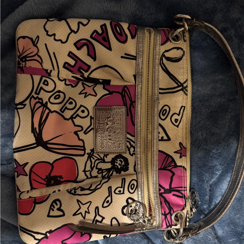 Coach Poppy Pink and Cream Shoulder Bag Y2K